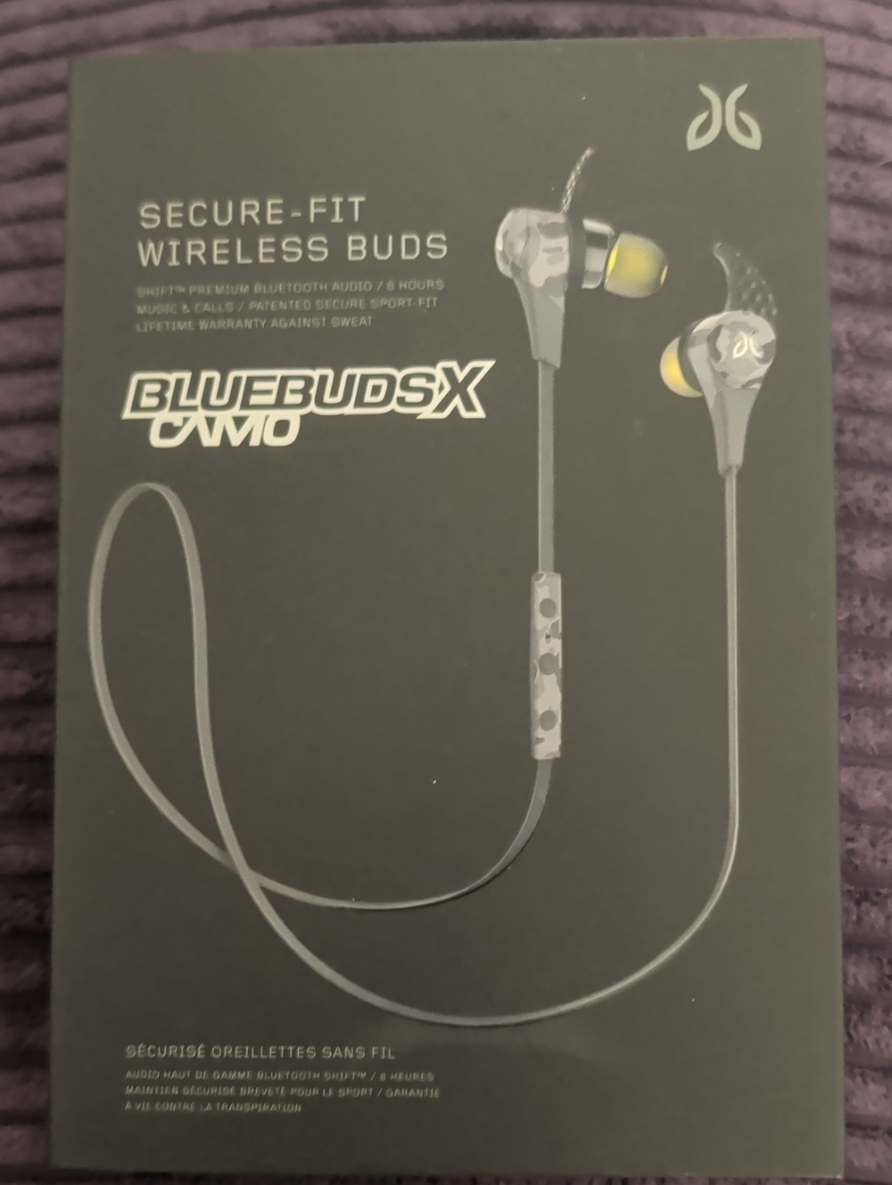 Bluebuds X Camo Secure-Fit Wireless Earbuds - Gray/Yellow